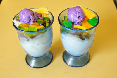 Close-up of ice cream in glass