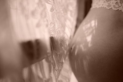 Close-up of clothes hanging in store