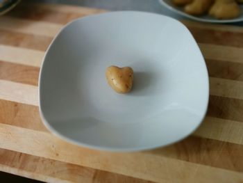 High angle view of boiled potato on table