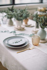 Close-up of dessert served on table