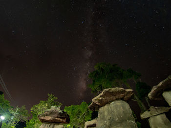 Rocks against sky at night