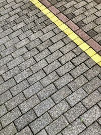 High angle view of cobblestone street