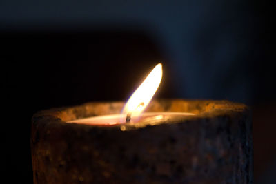 Close-up of illuminated candle