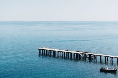 High angle view of sea against clear sky