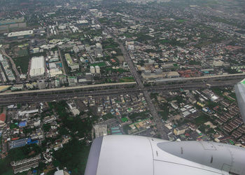 Aerial view of city from airplane