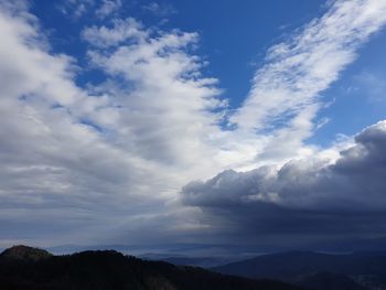 Low angle view of silhouette mountain against sky