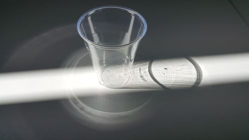 High angle view of drink in glass on table
