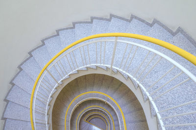 High angle view of spiral staircase