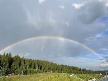 Scenic view of rainbow against sky