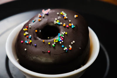 Close-up of cake in plate on table