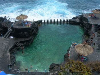High angle view of natural swimming pool