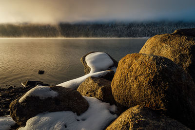 Scenic view of lake against sky