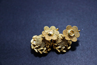 High angle view of decoration on table against black background