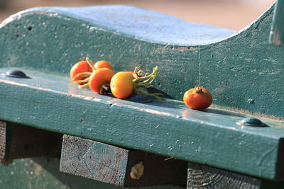 Close-up of tiny tomatoes.
