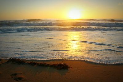 Scenic view of sea at sunset