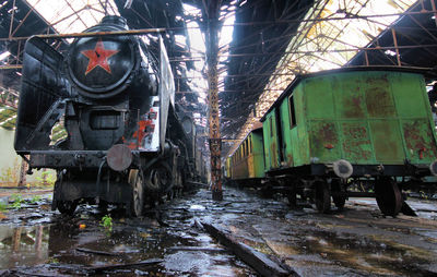 Abandoned train at railroad station