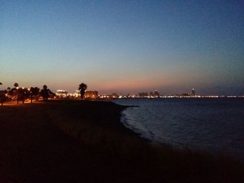 Scenic view of sea at night