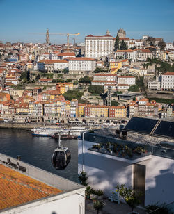 Cable cars and harbor view in porto