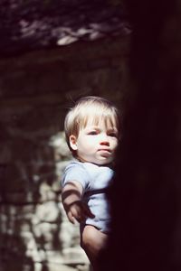 Portrait of cute boy outdoors