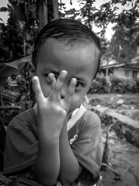 Close-up portrait of cute boy
