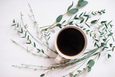 High angle view of tea on table