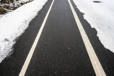 Bicycle lane having been cleared of snow
