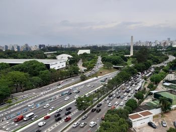 High angle view of cityscape against sky