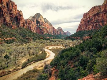 Scenic view of mountains against sky