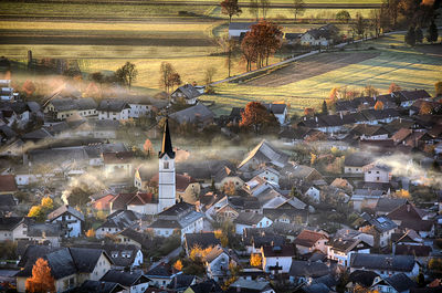 Aerial view of agricultural landscape