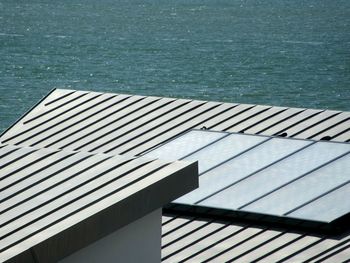 High angle view of built structure in water
