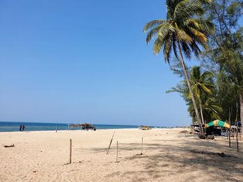 Scenic view of beach against clear sky