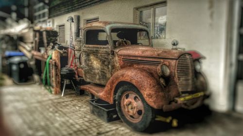 Old vintage car on street