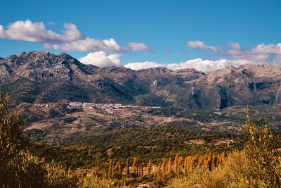 Scenic view of mountains against sky