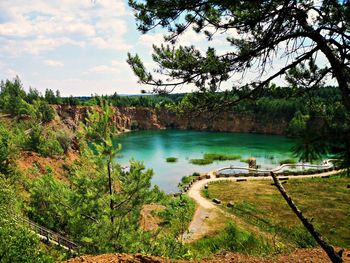 Scenic view of lake against sky