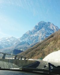 Scenic view of mountains against clear sky