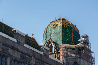 Low angle view of the dome of the museum of applied arts against the building