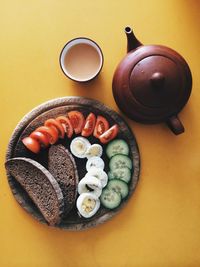 High angle view of food in bowl