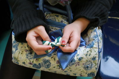 Close-up of hands working