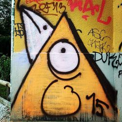 Close-up of graffiti on wall