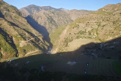 Scenic view of mountains against clear sky