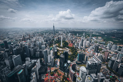 High angle view of townscape against sky