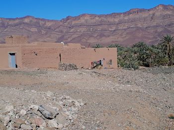 Scenic view of desert against clear sky