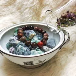 High angle view of breakfast in bowl on table