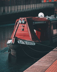 Boat moored in canal