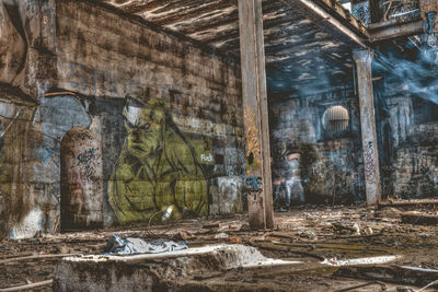 Sculpture in abandoned building