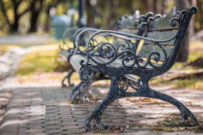 Empty benching at park