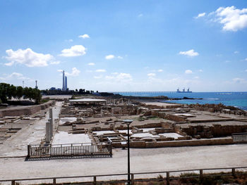 High angle view of beach against sky