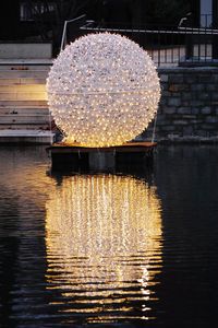 Close-up of illuminated rippled water in lake