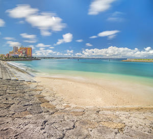 Beach coast in the vicinity of the american village in chatan city of okinawa.