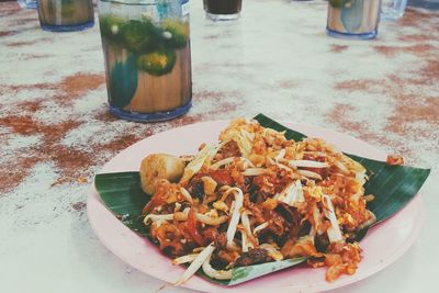 Close-up of food on table